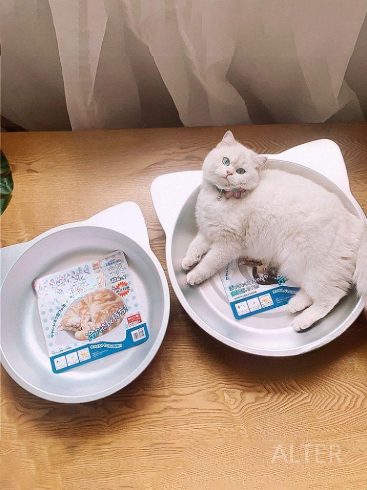 고양이 강아지 더위 집 쿨 하우스 냉각 더울때 바구니 플랫+고양이 귀 S 직경 38cm (5kg 이내) - 상세 이미지 3