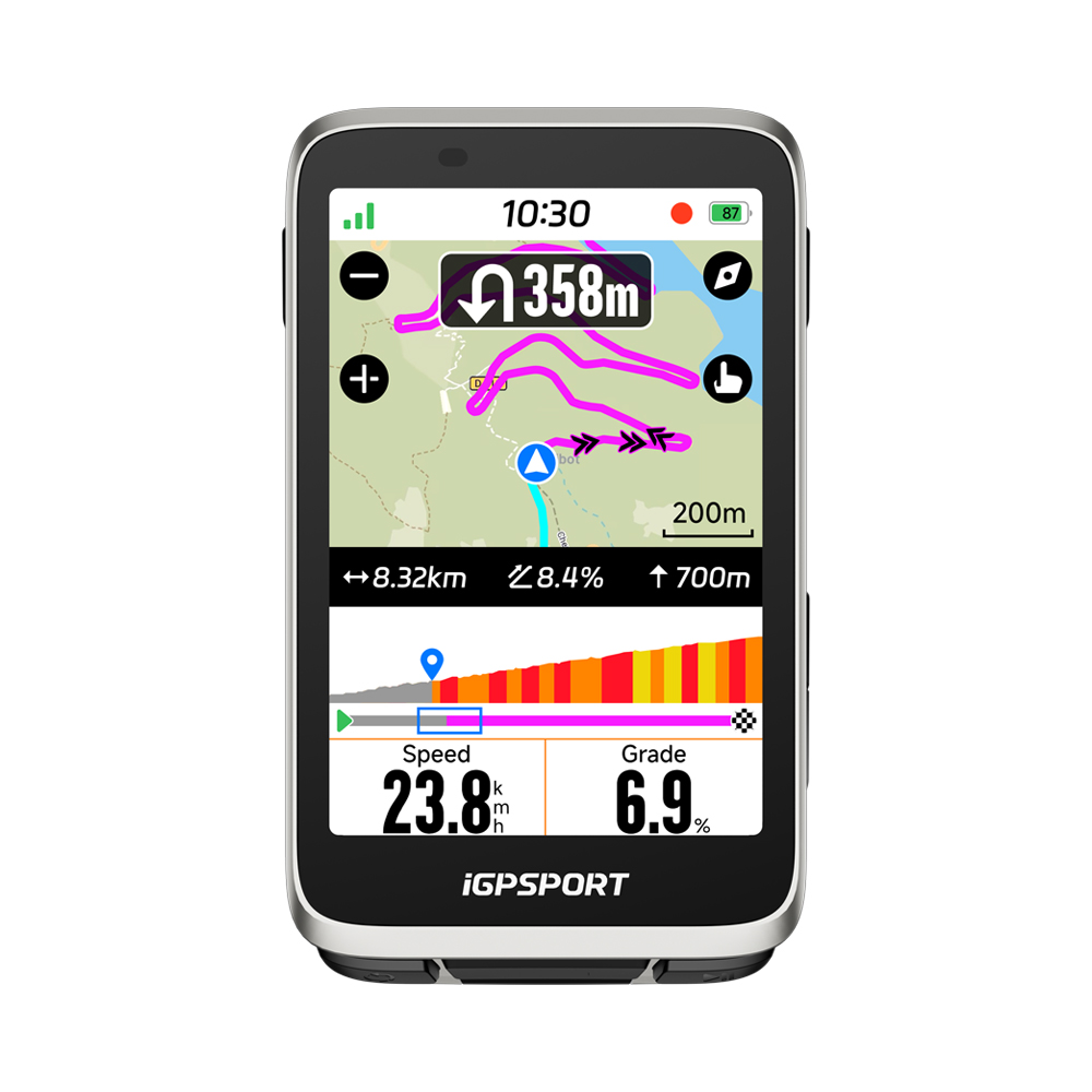 iGPSPORT BiNavi 바이내비 실버 자전거 터치스크린 속도계 내비게이션 GPS 속도계 - 실버 컬러 - 상품 이미지