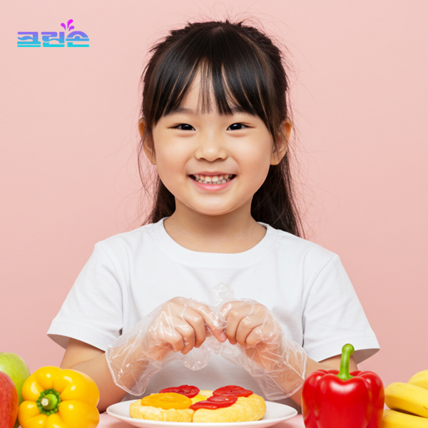 어린이 일회용 크린 위생 비닐 장갑 유아 아기 아동 200매, 5개 이미지 7