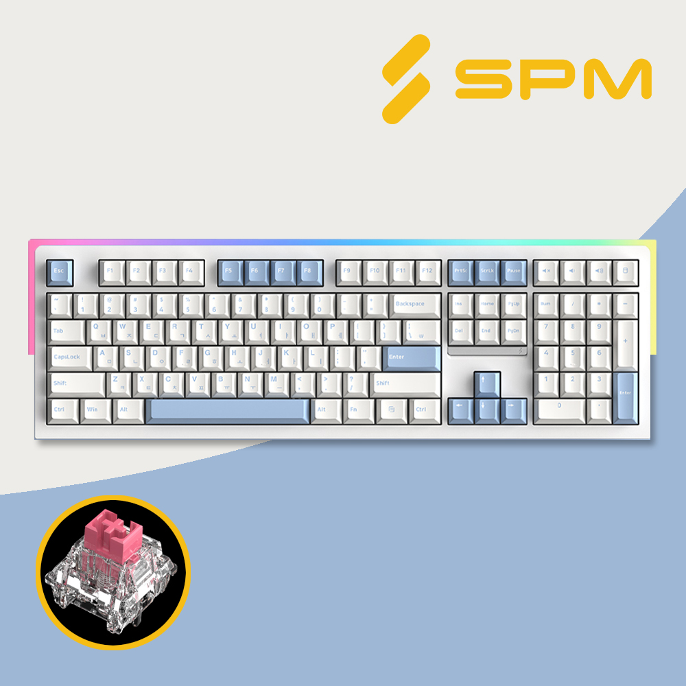 SPM 몽돌 키보드 PL108W 풀배열 화이트, 저소음 새벽축 리니어, 42g