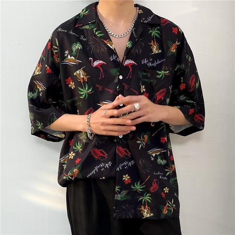 복고풍 하와이안셔츠 남자 꽃무늬 여름셔츠 빅사이즈 오버핏 B S