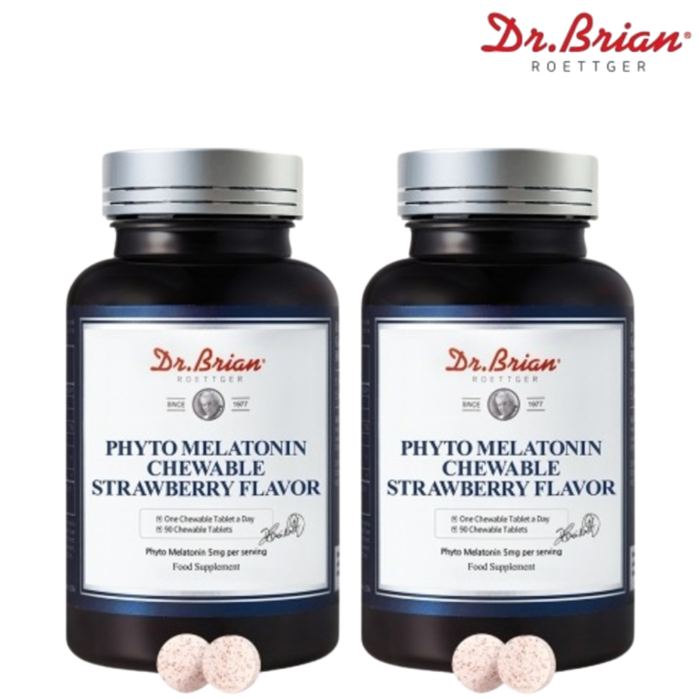 닥터브라이언 식물성 멜라토닌 정 츄어블 5mg 딸기맛 90정 2병 6개월 테아닌 트립토판 - 상품 이미지