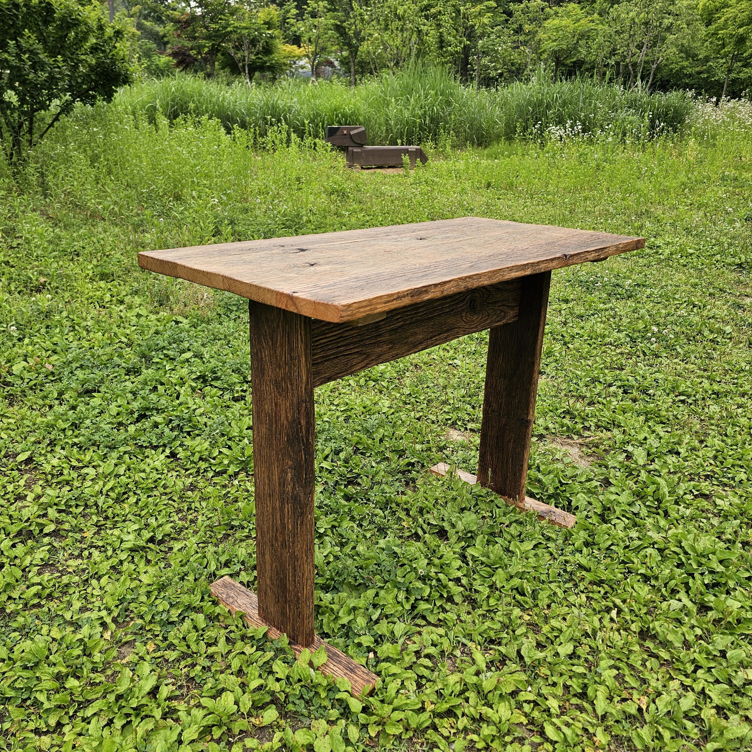 100년 이상 된 올드오크 빈티지 엔틱 러스틱 고재 작업 책상 테이블 주문제작