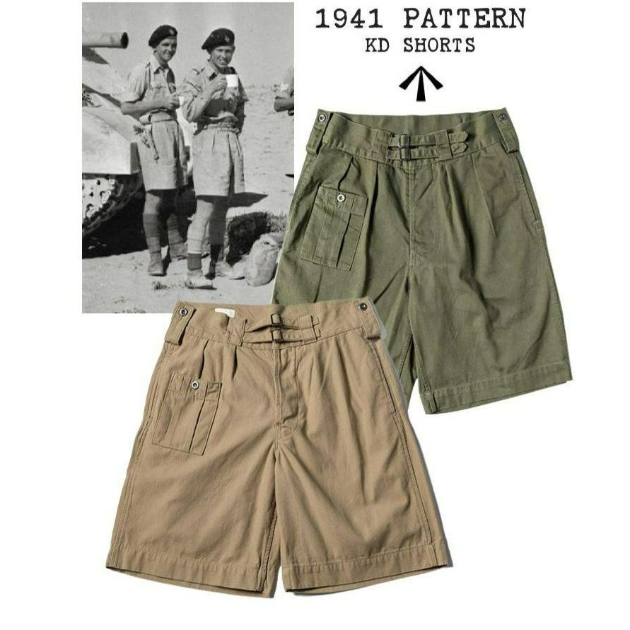 논스탁 여름용 아메카지 OG 1941 영국 군풍 KD 트윌 더블버튼 구루카 버뮤다 팬츠 카키 1941 KD 2 W28 ~ 30 - 메인 이미지