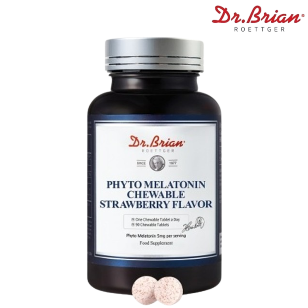 닥터브라이언 식물성 멜라토닌 정 츄어블 5mg 딸기맛 90정 1병 3개월 테아닌 트립토판 - 상품 이미지