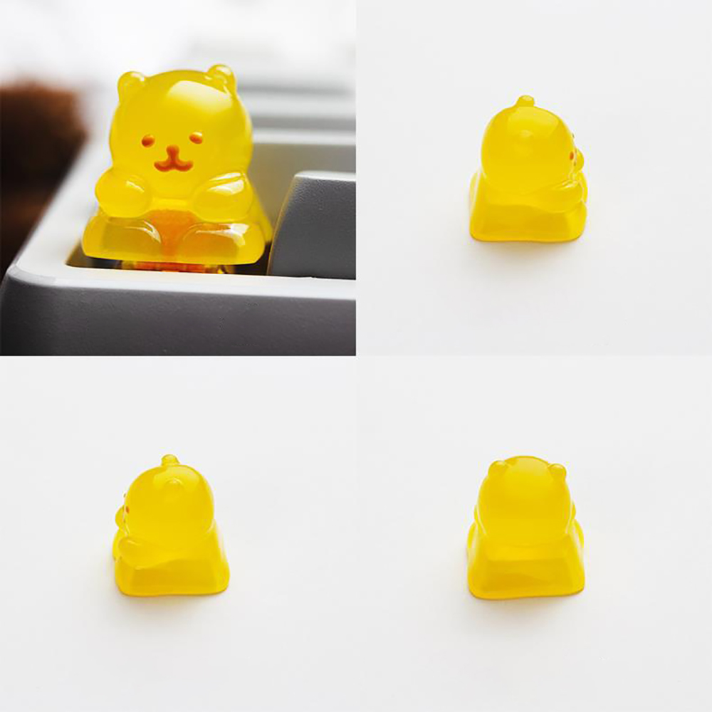 포인트키캡 귀여운 아티산 ESC 동물 젤리곰 LED투과 기계식키보드 커스텀키캡 레몬곰 - 상세 이미지 2