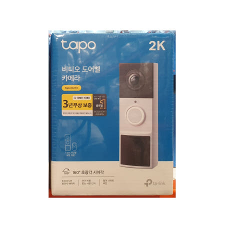티피링크 [티피링크] 티피링크 Tapo D210 현관 카메라 스마트 도어벨 300만화소 CCTV 무선 배터리 충전 인터폰 초인종 [택배발송/국내정품]