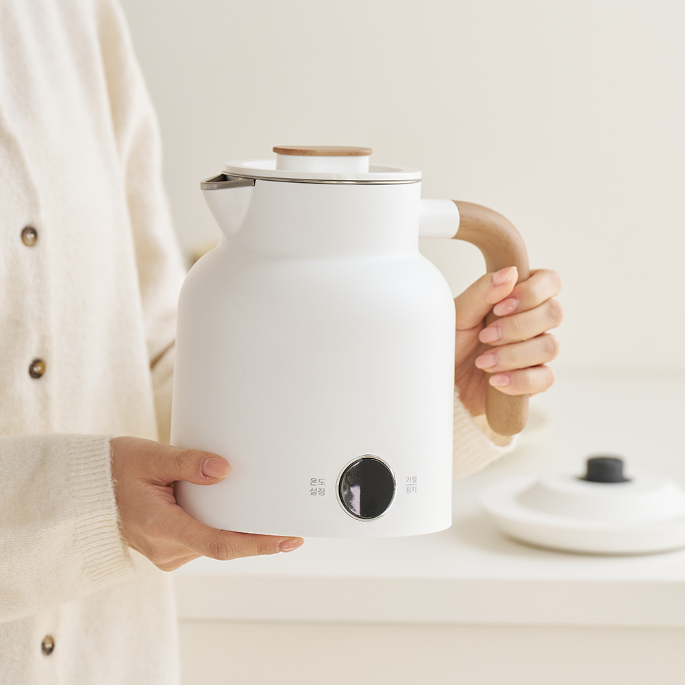 다룸 온도조절 멜로우 전기포트 보온 커피포트 분유 집들이선물 1L 퓨어 화이트