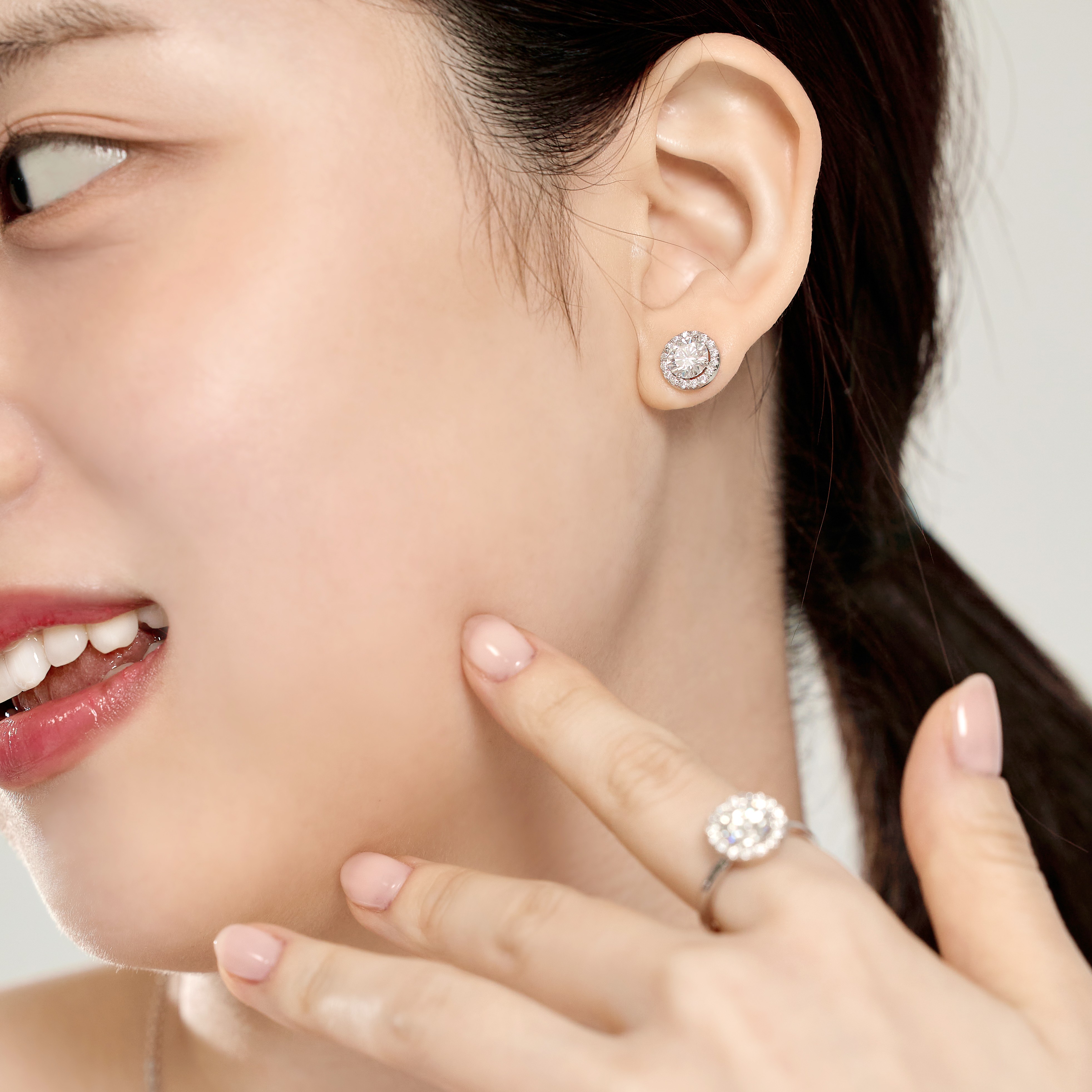 랩다이아 귀걸이 헤일로 1캐럿 랩다이아몬드 IGI 최상급 D컬러 14k 18k - 상세 이미지 3