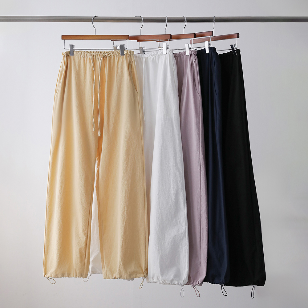 로우비 투웨이 조거 밴딩 린넨터치 코튼 와이드 팬츠 - 상품 이미지