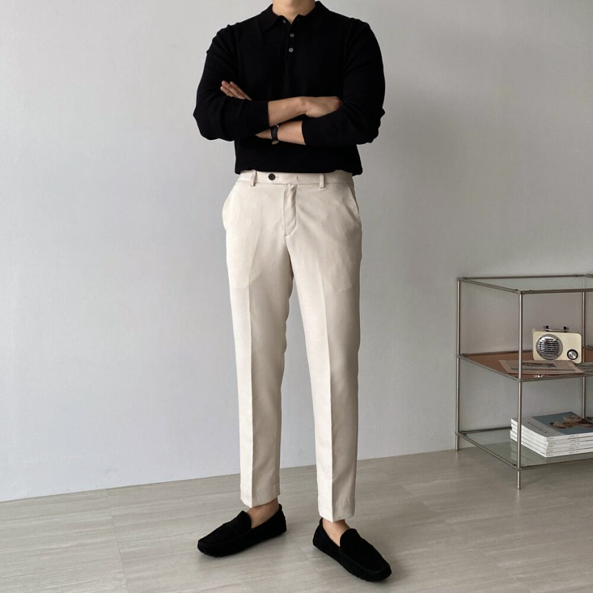 라이트그레이슬랙스 테이퍼드슬랙스 구김없는바지