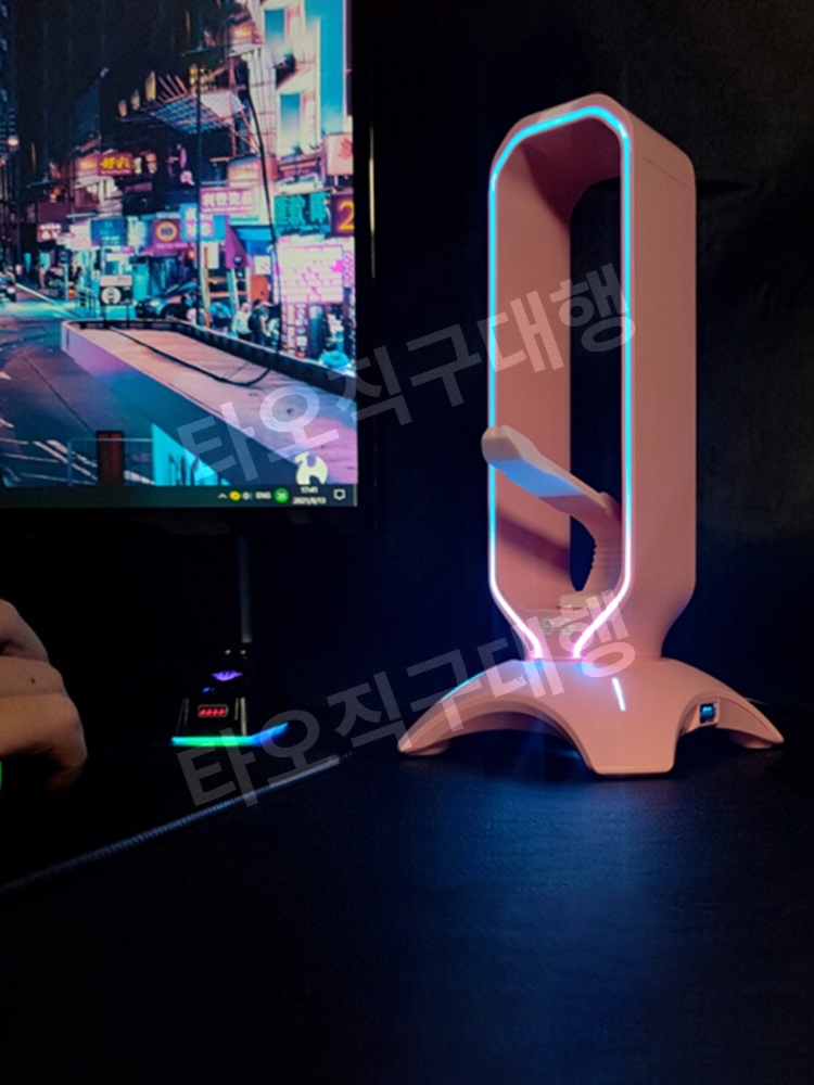 헤드셋거치대 에어팟맥스 걸이 헤드폰걸이 게이밍 RGB 헤드폰 스탠드 - 상세 이미지 3