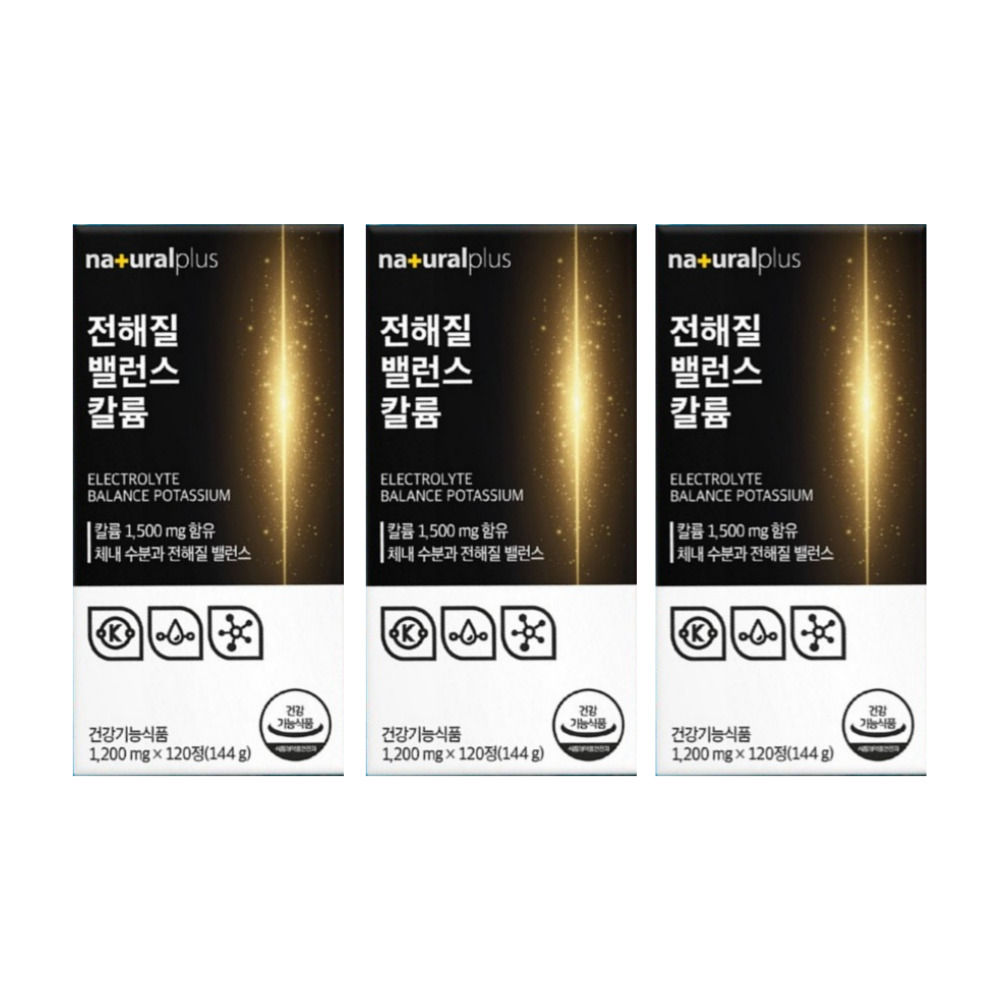 내츄럴플러스 전해질 밸런스 포타슘 이너뷰 칼륨 약1개월 120정, 3개 - 상품 이미지