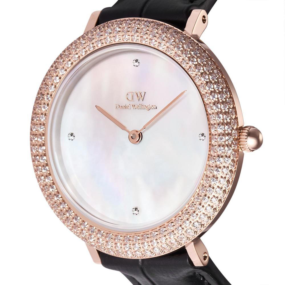 다니엘 웰링턴 CRYSTALLINE BEZEL BLACK CROC 여자 큐빅 가죽 시계 이미지 7