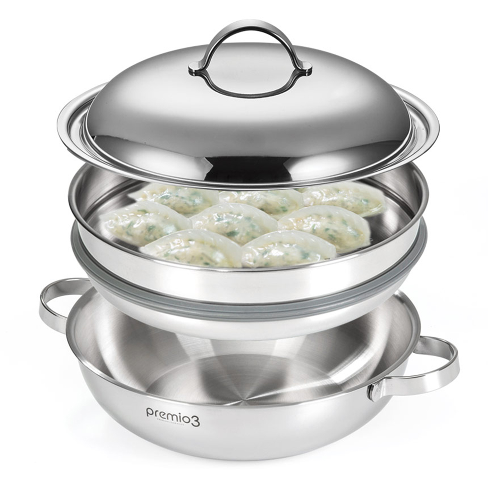 키친아트 스텐 통3중 프리미오3 인덕션 찜기 찜냄비 26cm