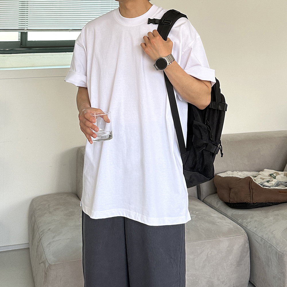 남자오버핏반팔 비침없는 빅사이즈 박스핏 흰색 남자반팔티