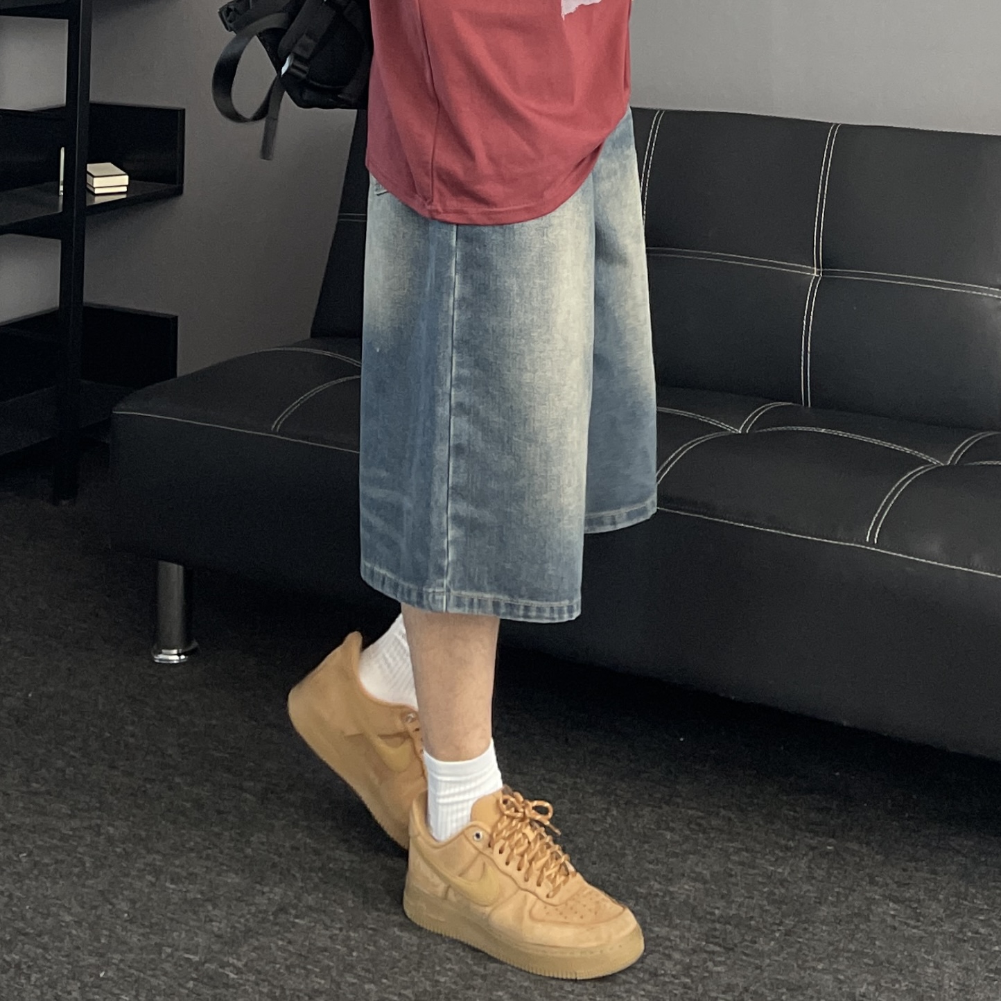 남자청반바지 남자7부청바지 버뮤다데님팬츠 이미지 6