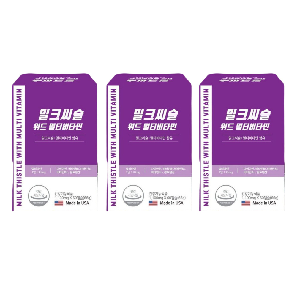 웨이팜 밀크씨슬 위드 멀티비타민 프리미엄 활력 케어 골드 피로회복 60캡슐, 3개 - 상품 이미지