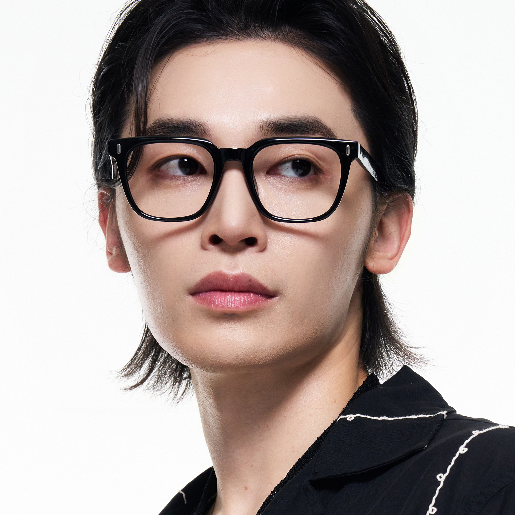 빅사이즈 블랙 투명 사각 뿔테 블루라이트차단 안경