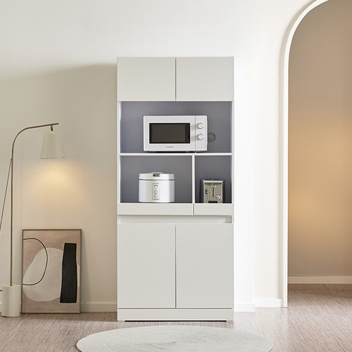 주방 렌지대 수납장 모노화이트 키큰 전자레인지 밥솥장 키친 수납장 정리 선반장 다용도 높은장