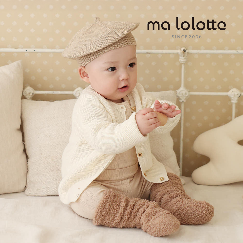 마롤로뜨 아기 풋워머 극세사 수면양말 발토시 신생아 유아 양말 아이보리