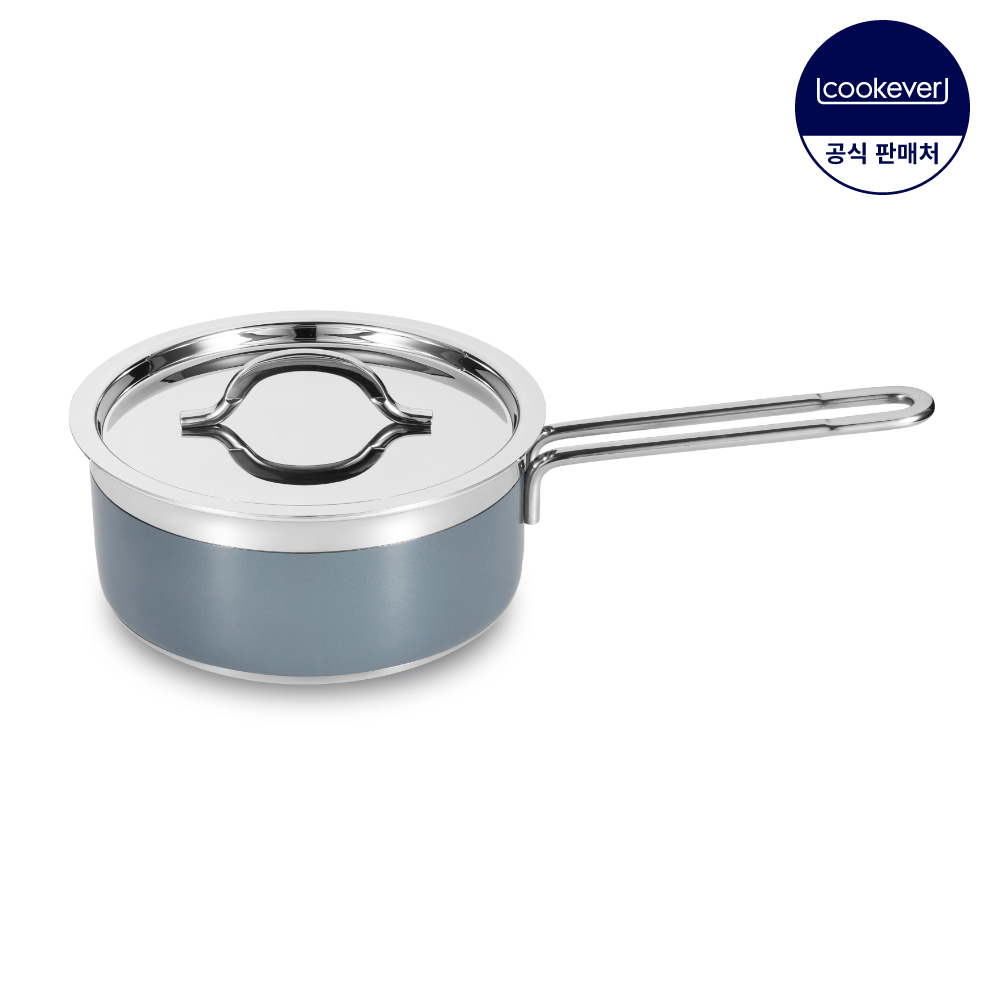 쿡에버 그레이 인덕션 통3중 스텐 편수 냄비 18cm