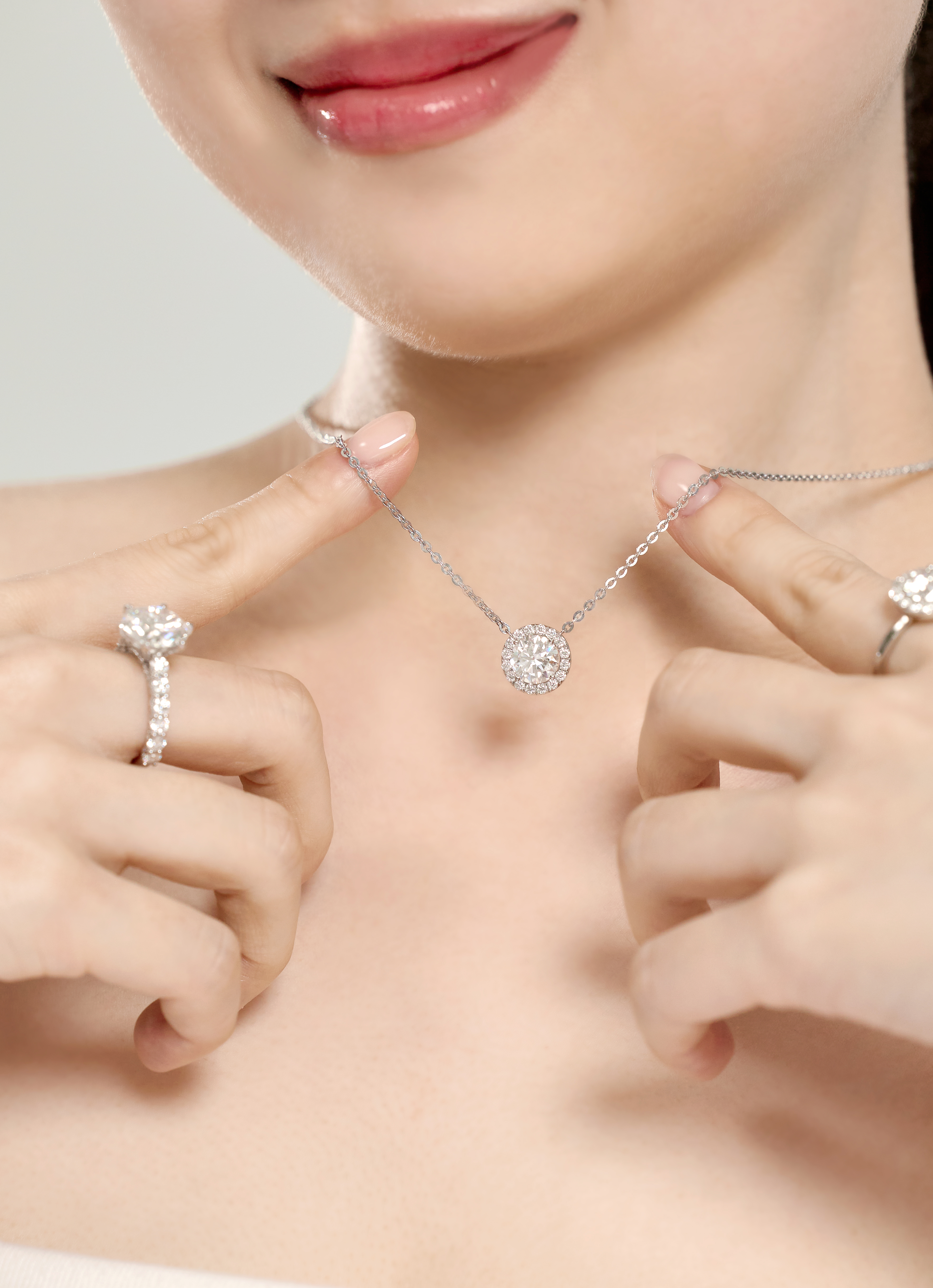 랩다이아 목걸이 헤일로 2캐럿 랩다이아몬드 IGI 14k 18k - 상세 이미지 3