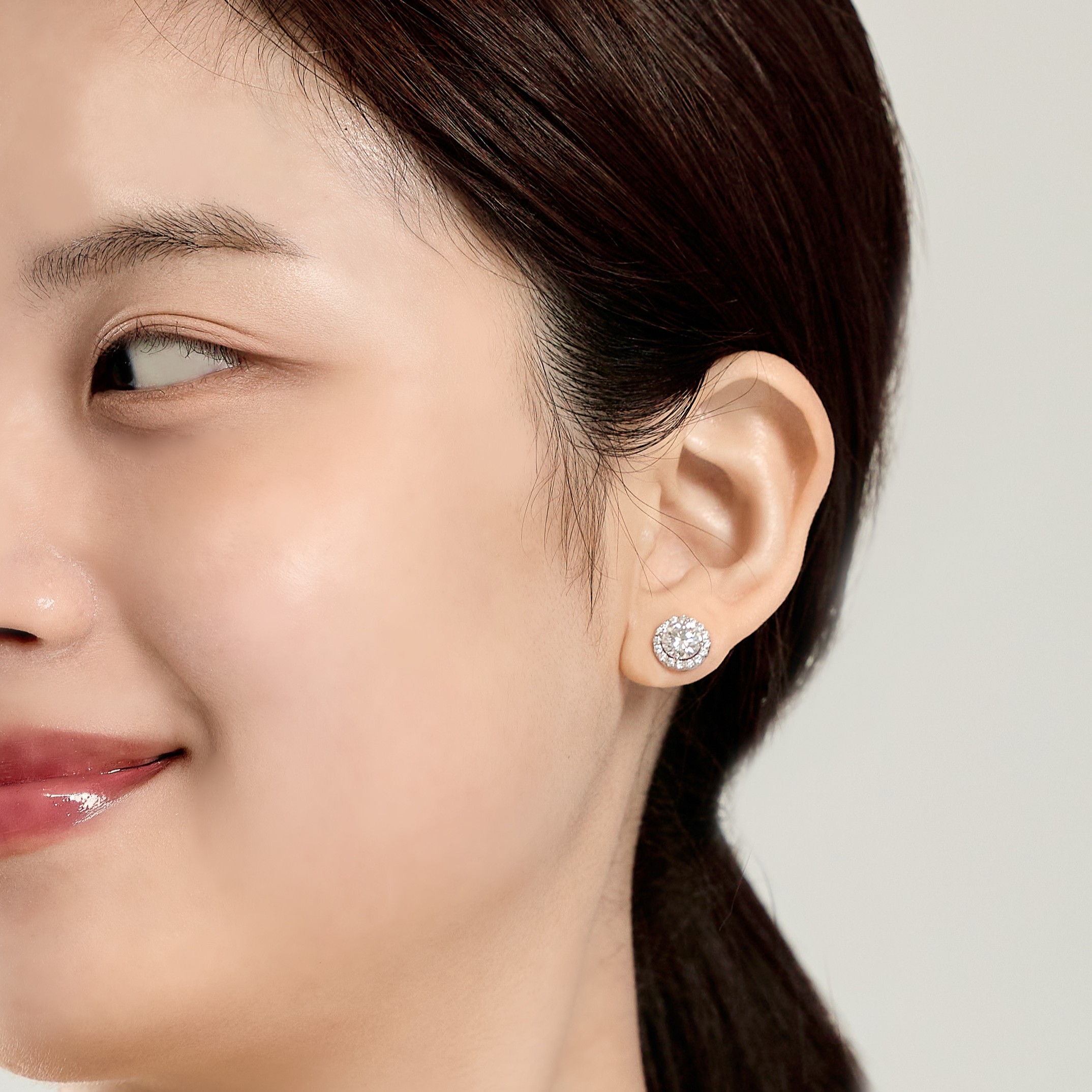 랩다이아 귀걸이 헤일로 1캐럿 랩다이아몬드 IGI 최상급 D컬러 14k 18k - 상세 이미지 2