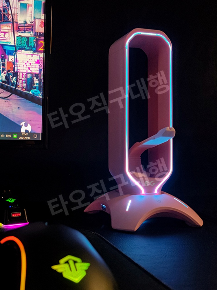 헤드셋거치대 헤드폰걸이 RGB 걸이 에어팟맥스 홀더 헤드폰 게이밍 이미지 6
