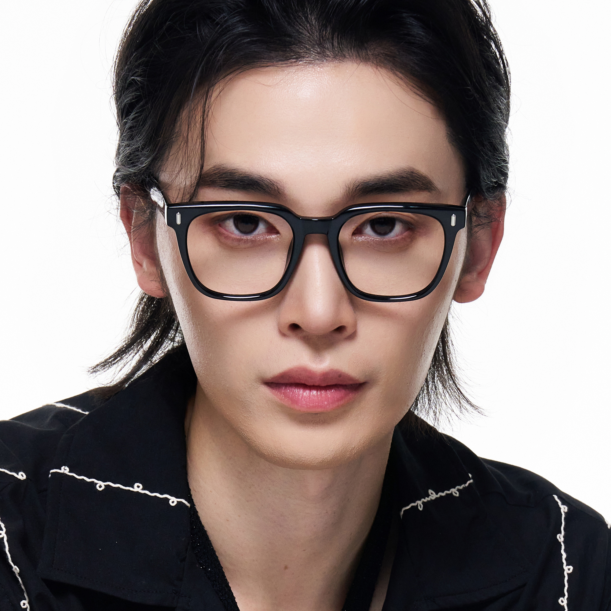 빅사이즈 블랙 투명 사각 뿔테 블루라이트차단 안경