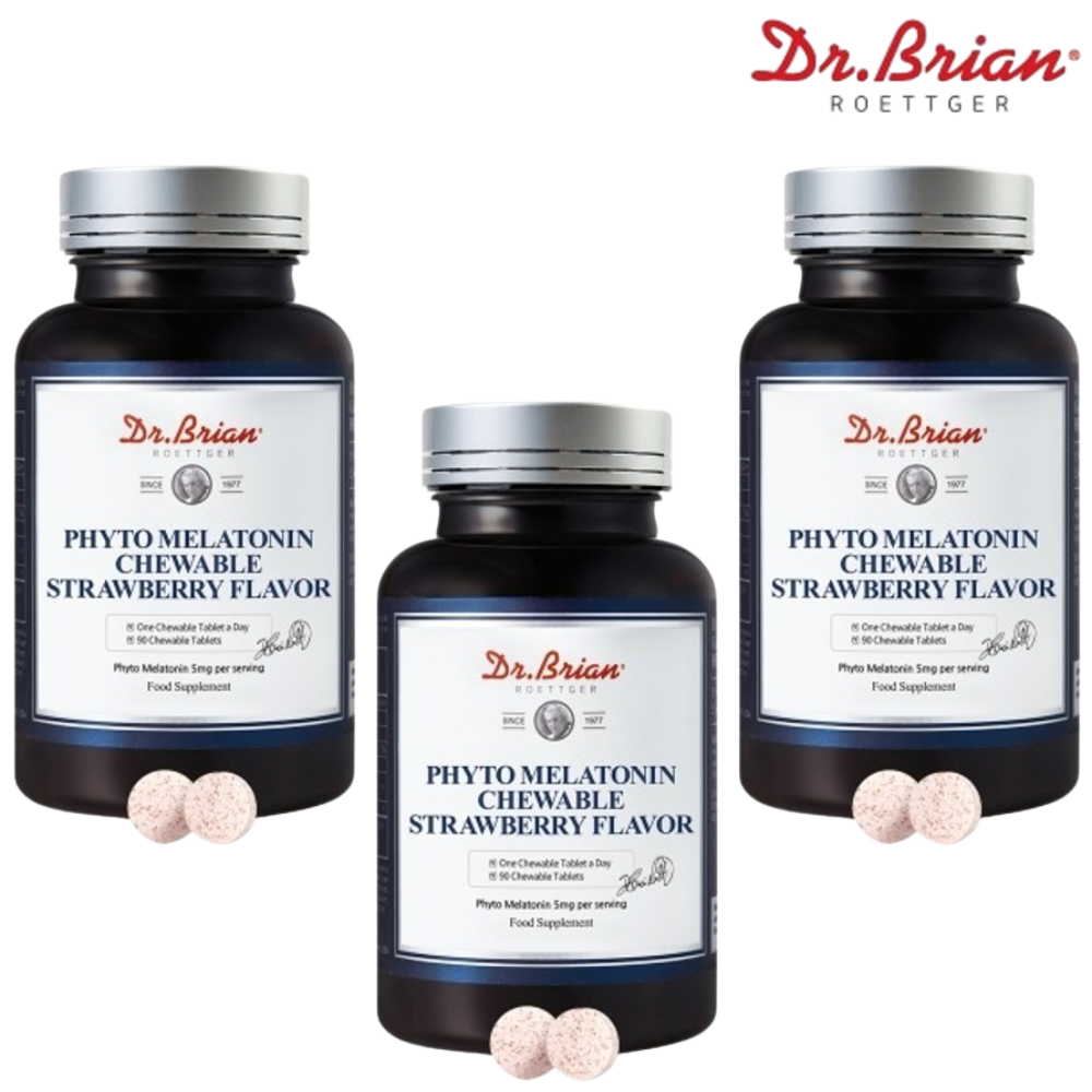 닥터브라이언 식물성 멜라토닌 정 츄어블 5mg 딸기맛 90정 3병 9개월 테아닌 트립토판 - 상품 이미지