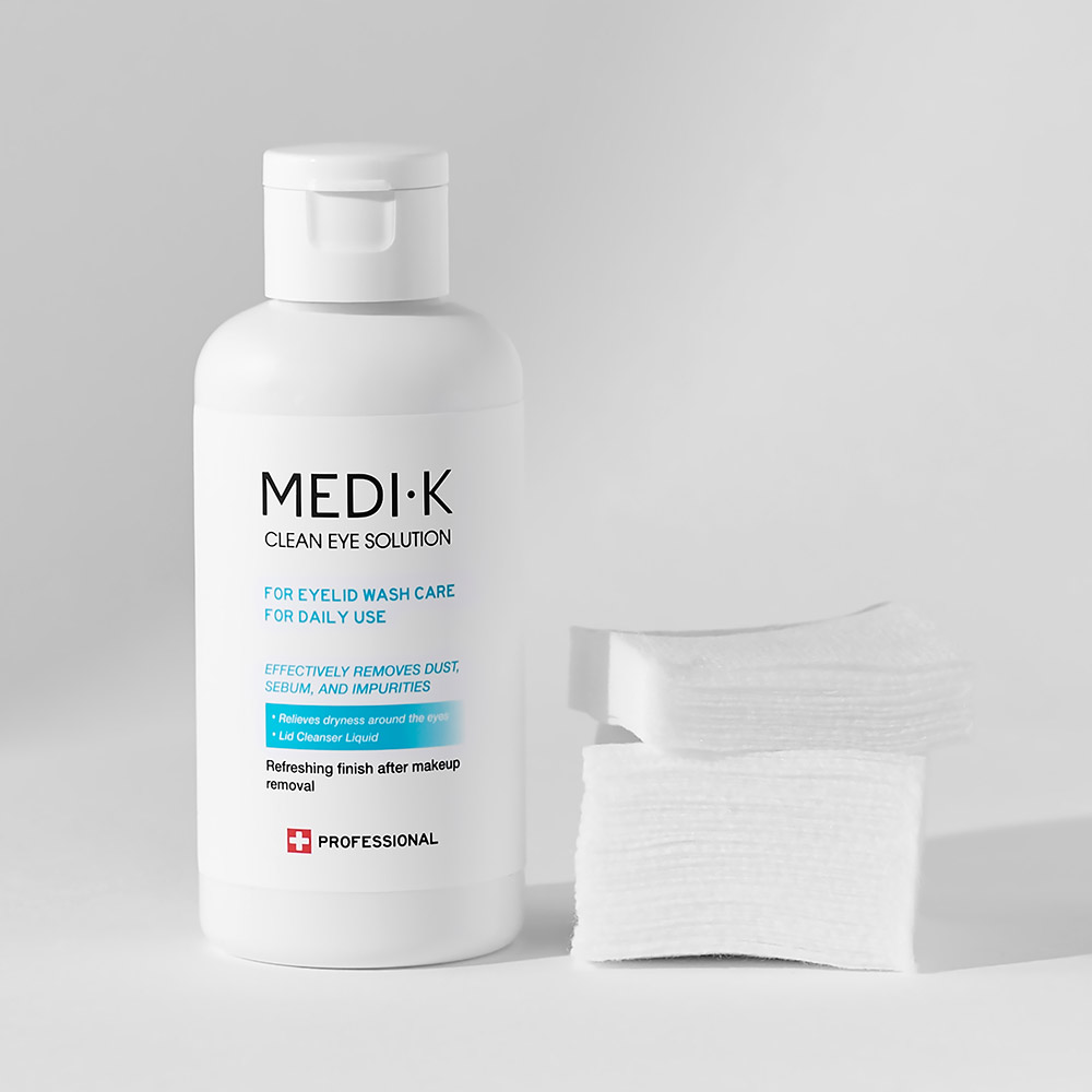 약국입점 메디케이 클린아이솔루션 눈꺼풀세정제 대용량 150ml+의약외품 거즈100매 마이봄샘 아이클리너 눈기름샘청소 - 상세 이미지 2