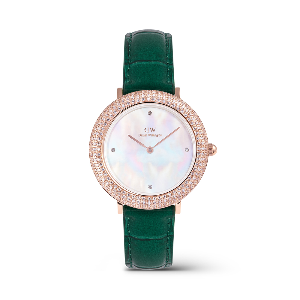 다니엘 웰링턴 CRYSTALLINE BEZEL GREEN CROC 여성 가죽 손목시계 - 상품 이미지