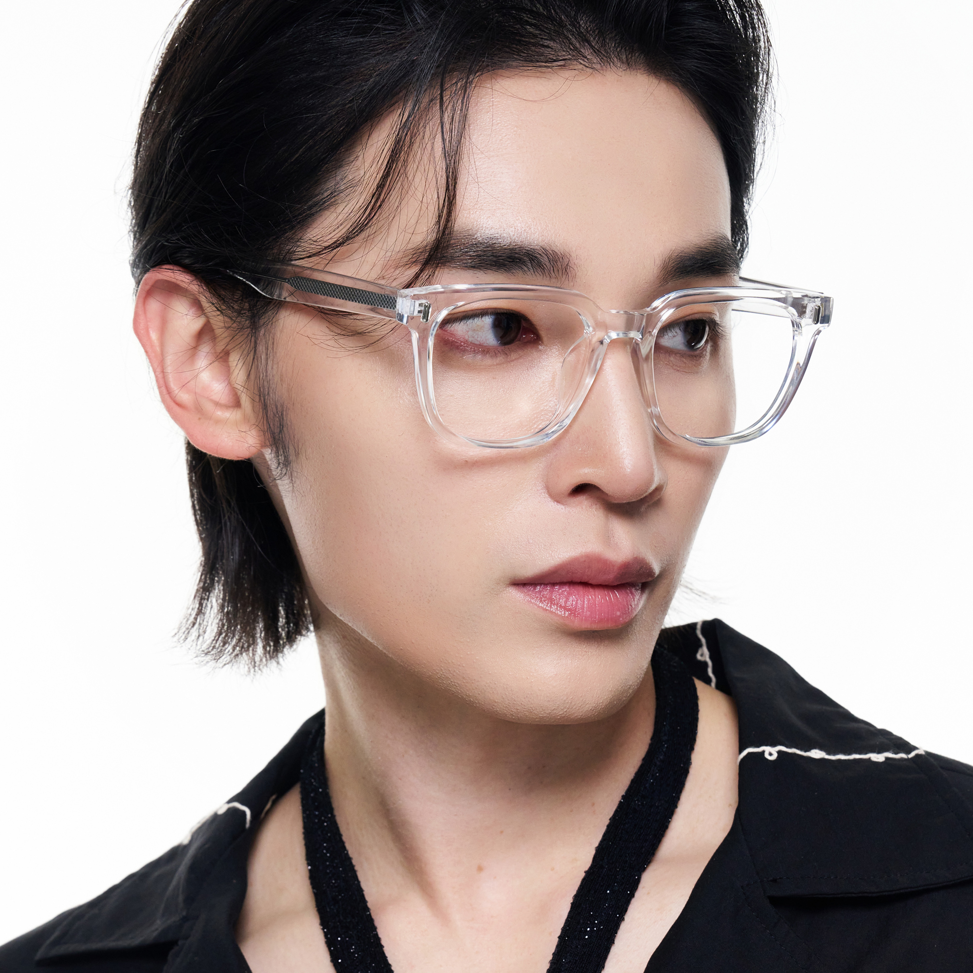 빅사이즈 블랙 투명 사각 뿔테 블루라이트차단 안경