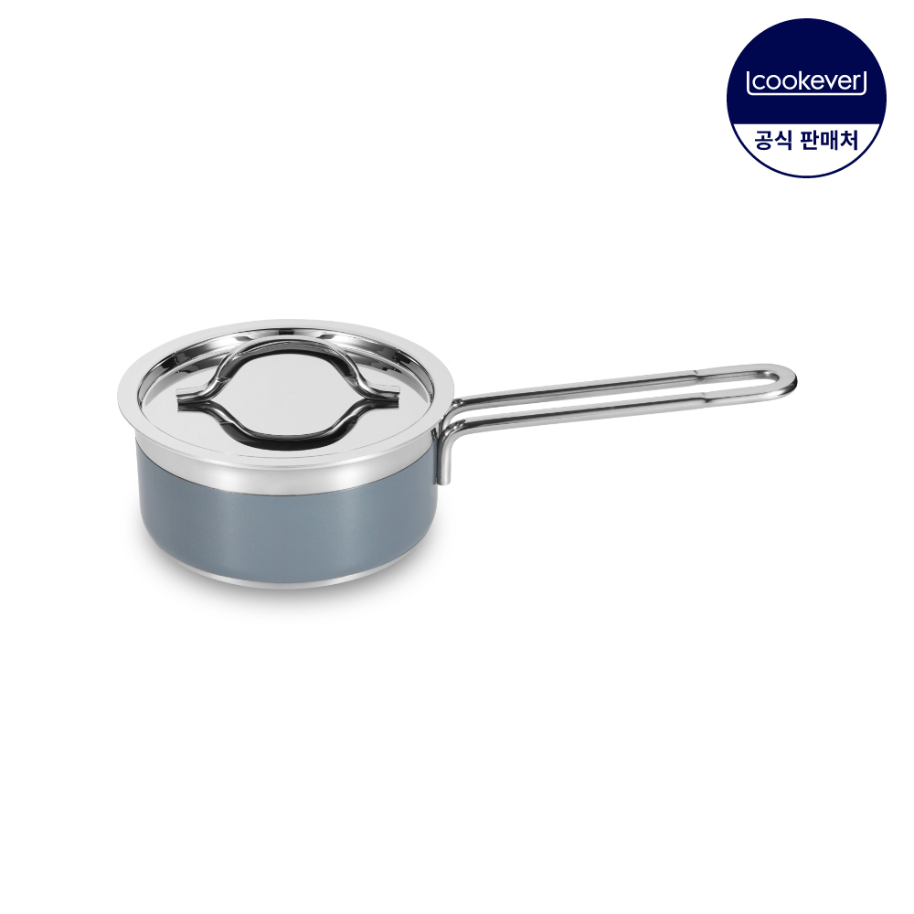 쿡에버 그레이 인덕션 통3중 스텐 편수 냄비 14cm