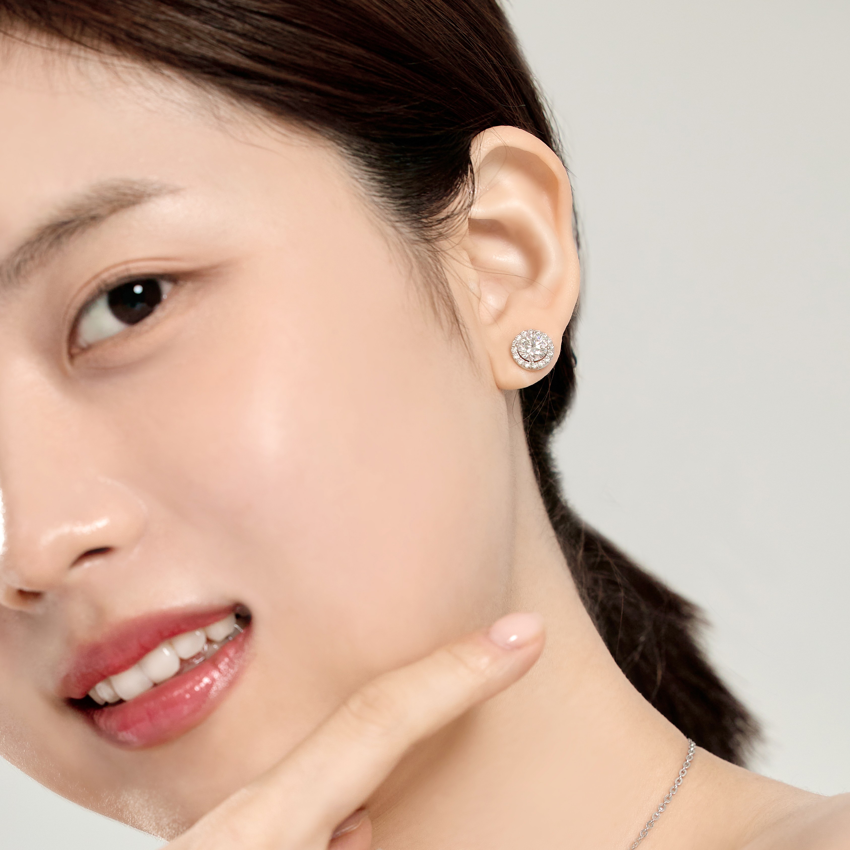 랩다이아 귀걸이 헤일로 1캐럿 랩다이아몬드 IGI 최상급 D컬러 14k 18k - 상세 이미지 4