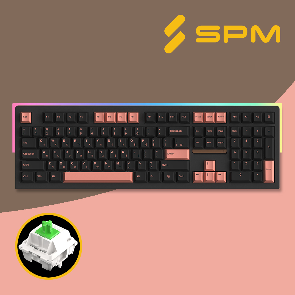 SPM 몽돌 키보드 PL108W 풀배열 블랙, 몽돌 화이트축, 42g