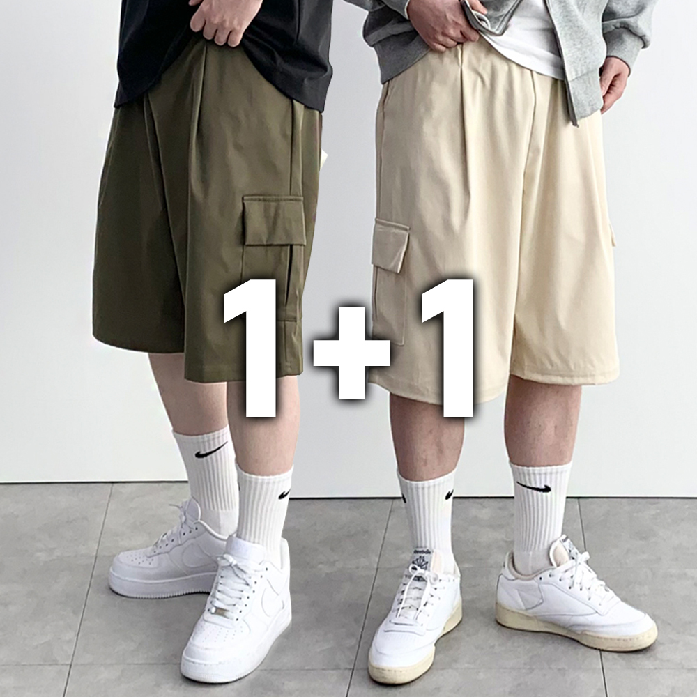 1+1 카고반바지 남자버뮤다팬츠 7부바지남성 - 상품 이미지