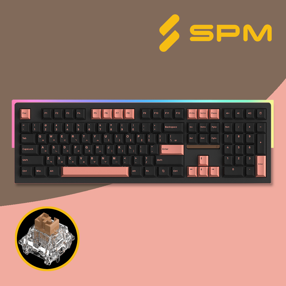 SPM 몽돌 키보드 PL108W 풀배열 블랙, 저소음 새벽축 택타일, 40g