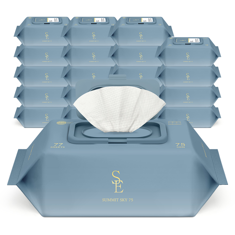 스마트에코 써밋 스카이 75g 엠보 77매 20팩 캡형 아기 물티슈