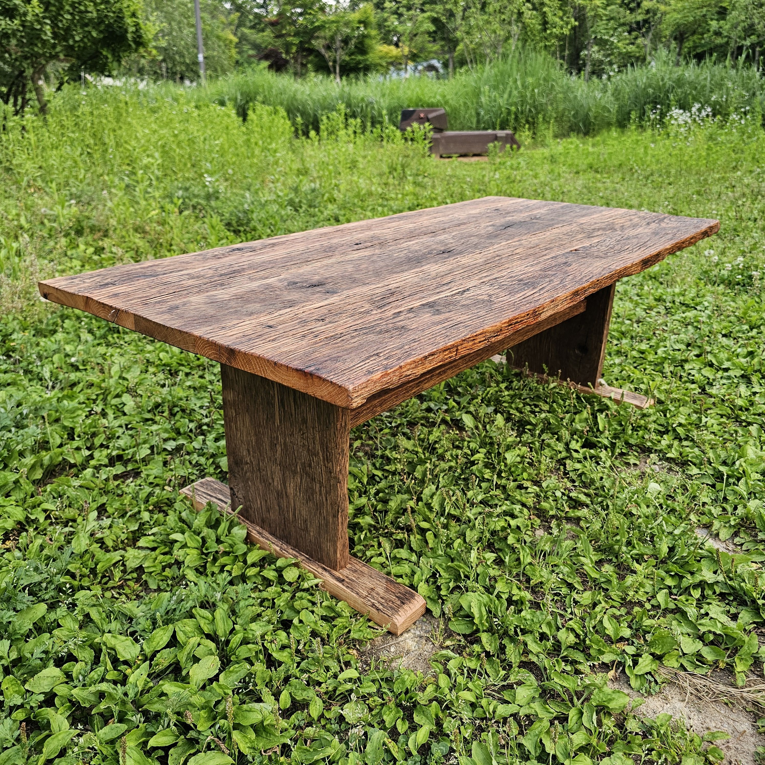 100년 이상 된  올드오크 빈티지 고재 거실 커피 좌식 테이블 주문제작