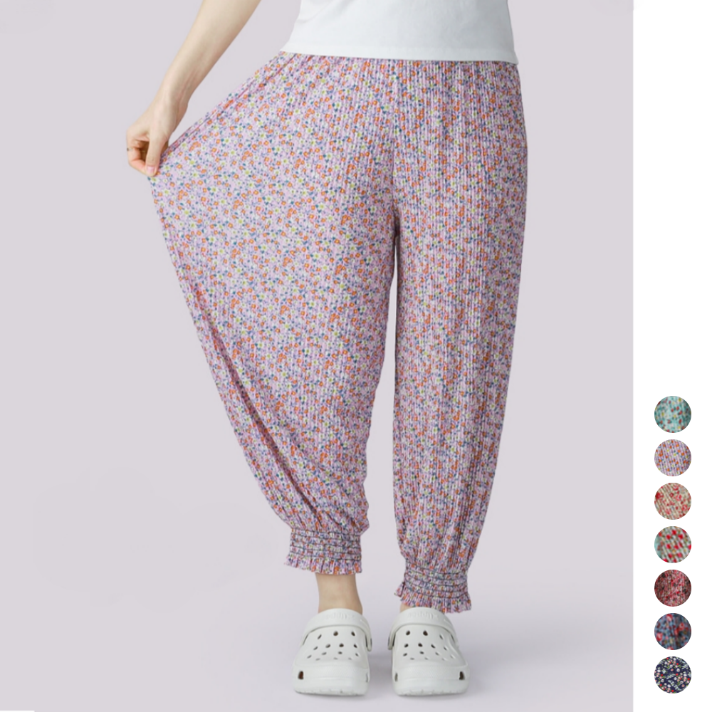 할미룩 어르신 아줌마 할머니 촌캉스 플리츠 배기 몸배 바지 - 상품 이미지