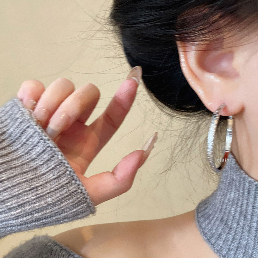 샤이닝 볼드 큰 링귀걸이 알러지없는 포인트 실버 이어링 - 상세 이미지 5