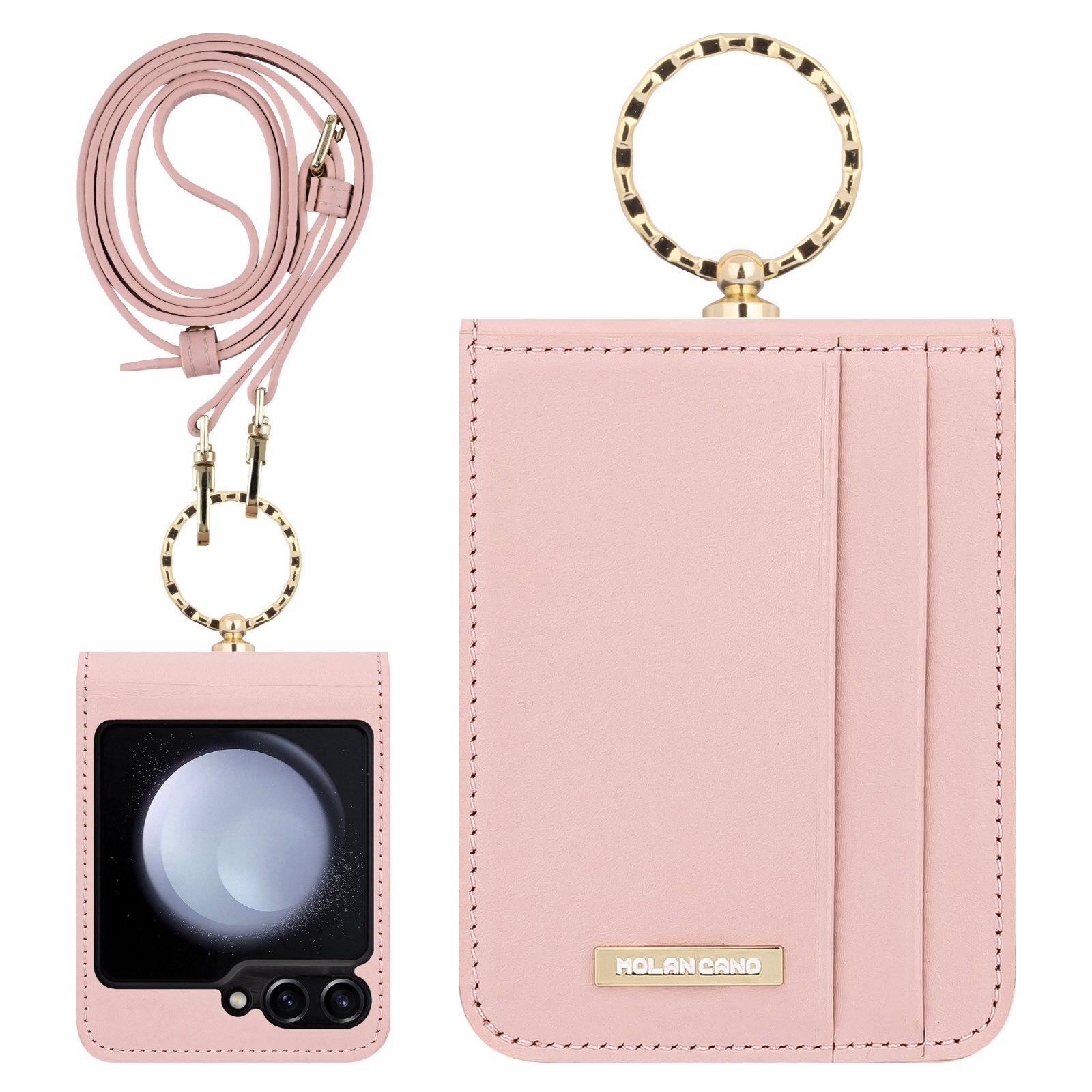 갤럭시 Z플립7 카프스킨 카드포켓 천연 가죽 링 힌지 보호 다이어리 휴대폰 케이스  레드 - 상세 이미지 4