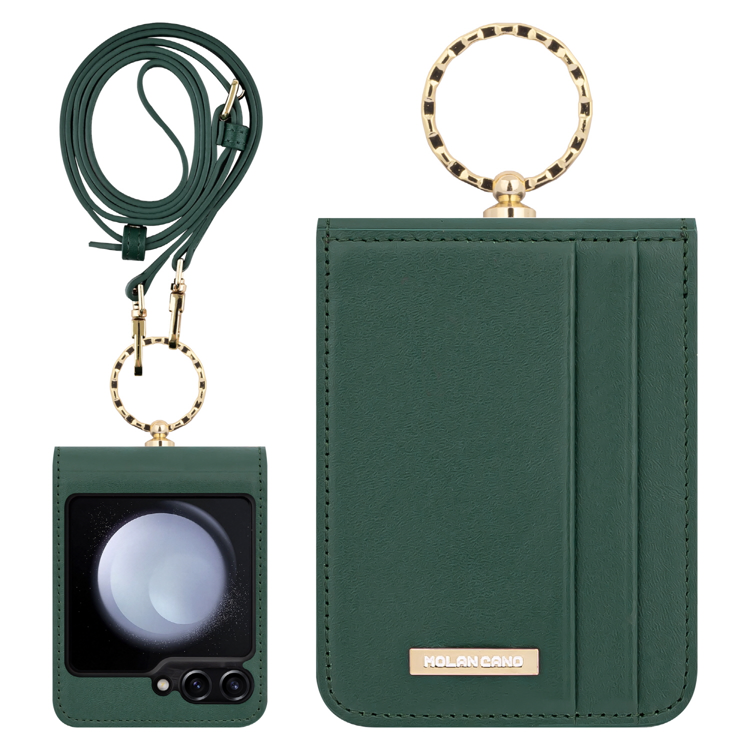 갤럭시 Z플립7 카프스킨 카드포켓 천연 가죽 링 힌지 보호 다이어리 휴대폰 케이스  레드 - 상세 이미지 3