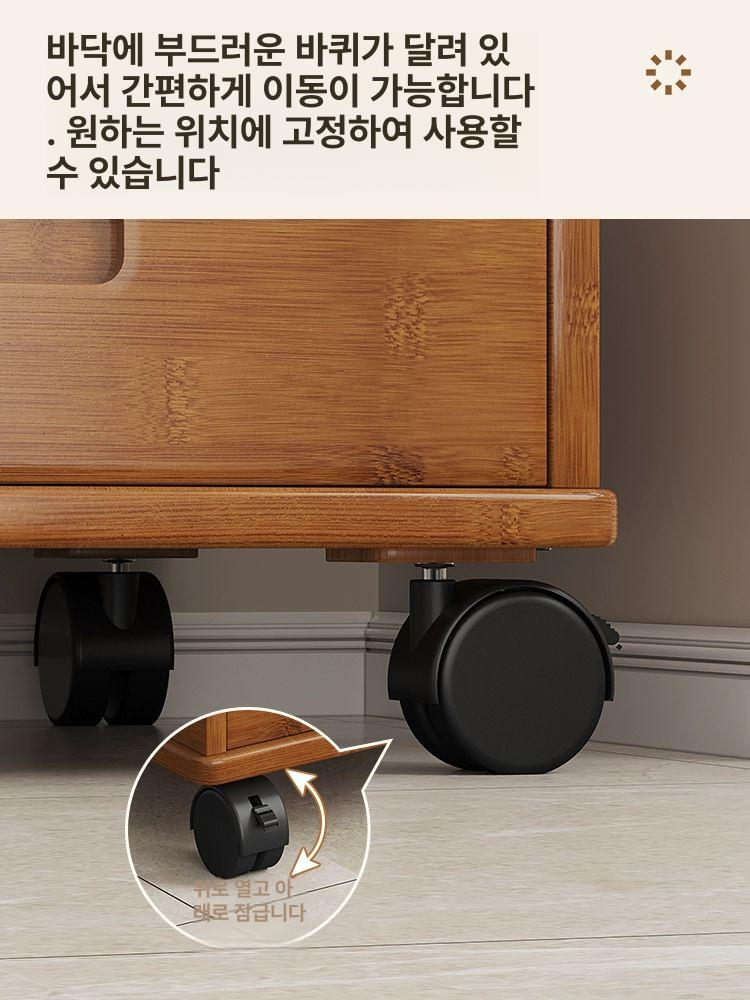 회전 책장 원목 이동식 거실 원형 책꽂이 틈새 서재 차색 2층-이동 가능-회전 수납-서랍 포함 - 상세 이미지 3
