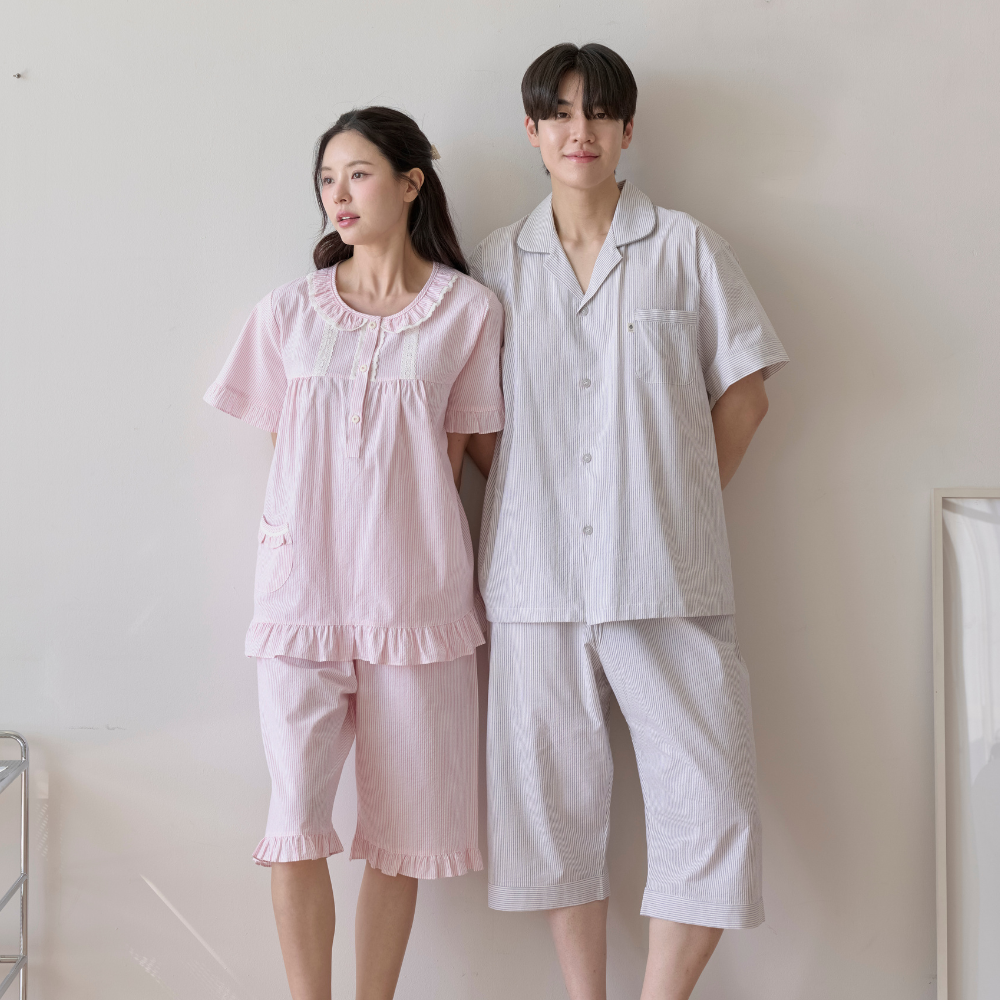 신혼부부잠옷 면잠옷 여름 반팔파자마 커플 홈웨어 이미지 6