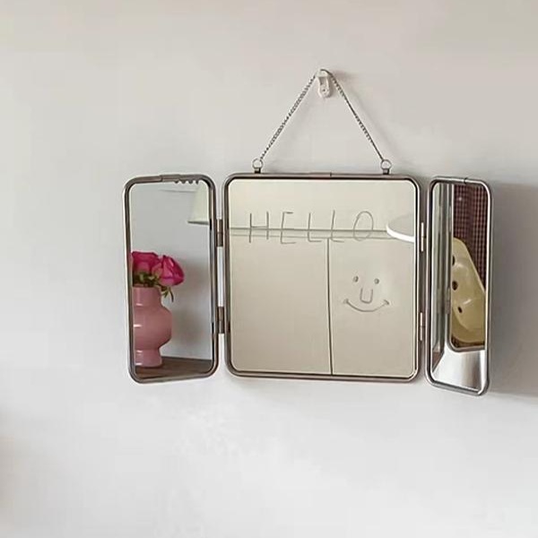 스텐벽거울 접이식 3면 인테리어 메탈 화장대 욕실 화장실 30x60cm - 상세 이미지 3