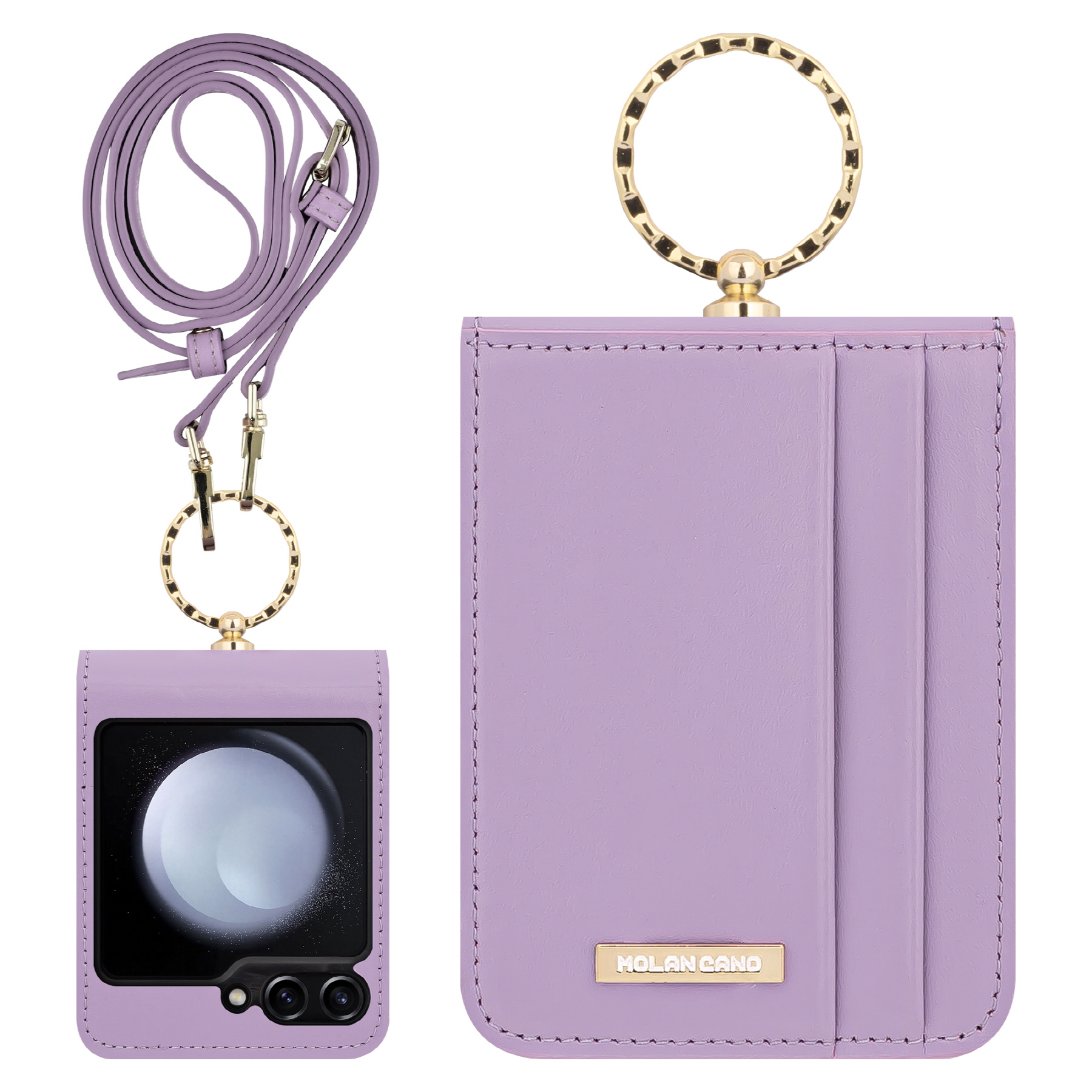 갤럭시 Z플립7 카프스킨 카드포켓 천연 가죽 링 힌지 보호 다이어리 휴대폰 케이스  레드 - 상세 이미지 5