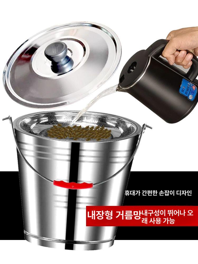 업소용 스텐 잔반통 수거통 국물통 음식물쓰레기통 대형 5L 무뚜껑물빼기 바구니 물표 포함 - 상세 이미지 5